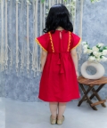 Kids Wear Pure Cotton Panelled Summer Frock -Red