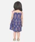Block Print Tier Cotton Frock with Headband- Indigo