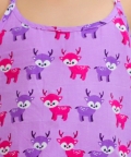 Kids Wear Pure Cotton Printed Top with Harem Pants-Purple