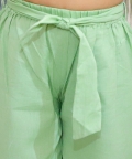 Kids Wear Cotton Embroidered Top with Palazzo Pants- Green