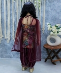 Printed Halter Neck Kurti with Harem Pants & Dupatta- Purple