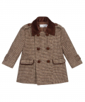 Boys Brown Check Coat With Hat