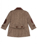 Boys Brown Check Coat With Hat