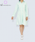 Bookworm Shirt Dress - Green & White Stripes