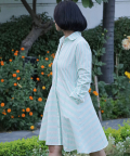 Bookworm Shirt Dress - Green & White Stripes