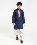 Dark Blue Kurta Pyjama Dhoti Set 
