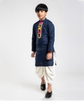 Dark Blue Kurta Pyjama Dhoti Set 