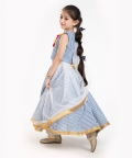  Sea Blue Striped Lehenga Set 