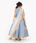  Sea Blue Striped Lehenga Set 