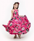 Pink Floral Crop Top Skirt Set