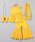 Heavily Embroidered Georgette Kurti Sharara With Dupatta