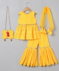 Heavily Embroidered Georgette Kurti Sharara With Dupatta