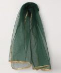 Poly Silk Jacquard Halter Neck Blouse With Tulle Skirt And Dupatta