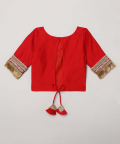 Chanderi Silk Blouse And Heavy Embellished Skirt With Contrast Dupatta