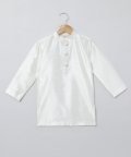 Boys Pearl Hand Embroidery Raw Silk Kurta Pyjama With Jacket