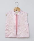 Boys Pearl Hand Embroidery Raw Silk Kurta Pyjama With Jacket