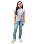 Girls Multi Color Stripe Seersucker 