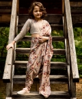 Laurel Green Dhoti Saree & Top Kids
