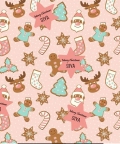 Gift Wrapping Paper -Gingerbread Man Theme - 5 Large Sheets