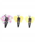 This And That By Vedika Handcrochet Circular Butterfly Snap Clips-Set Of 3 Yellow