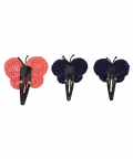 This And That By Vedika Handcrochet Circular Butterfly Snap Clips Set Of 3-Peach