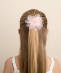 Chiffon Frayed Flower With Pearls On A Clip