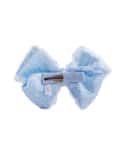 Large lace and satin bow clip with button 