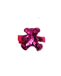 Sequin fuchsia teddy on a clip
