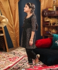 Girls Kurta And Pant Set-Black