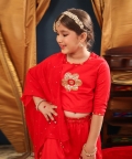 Girl 3Pc Lehenga Set-Red