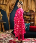 Girl 3Pc Anarkali Kurta Set -Rani Pink