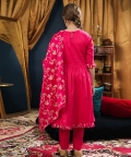 Girl 3Pc Anarkali Kurta Set -Rani Pink