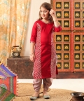 Girl Kurta And Dhotipant Set-Maroon