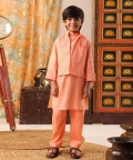 Boy 3Pc Open Jacket Set-Peach