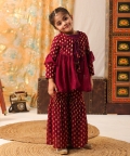 Girl 3 Pc Sharara Set-Purple