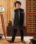 Boy 3Pc Open Jacket Set-Black
