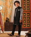 Boy 3Pc Open Jacket Set-Black