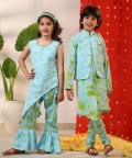 Floral Kaftan With Embroidered Pants 
