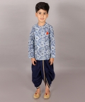Folklore Boys Navy Kurta With Dhoti