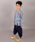 Folklore Boys Navy Kurta With Dhoti