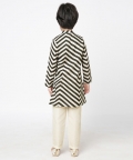 Chromatic Fusion Boys Black & White Stripe Kurta Pant Set