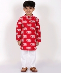 Trunk Tales Boys Red Kurta with Pant set