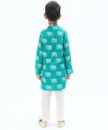 Trunk Tales Boys Green Kurta With Pant Set