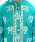 Trunk Tales Boys Green Kurta With Pant Set