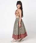 Chromatic Fusion Girls Stripe Hand Embroidery Jumper