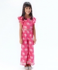 Trunk Tales Girls Pink Flutter Sleeve Jumper