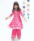 Trunk Tales Girls Pink Kurta With Pant Set