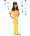 Trunk Tales Girls Yellow Crop Top With Pants Co-Ordinate Set