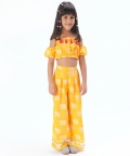Trunk Tales Girls Yellow Crop Top With Pants Co-Ordinate Set
