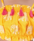 Trunk Tales Girls Yellow Crop Top With Pants Co-Ordinate Set